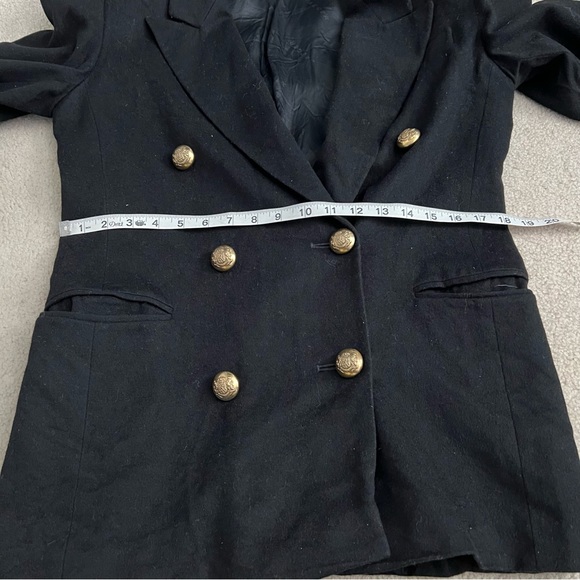 Vintage 1980s Jaeger Women’s Double Breasted Black Wool Blazer Gold Buttons - Picture 15 of 15